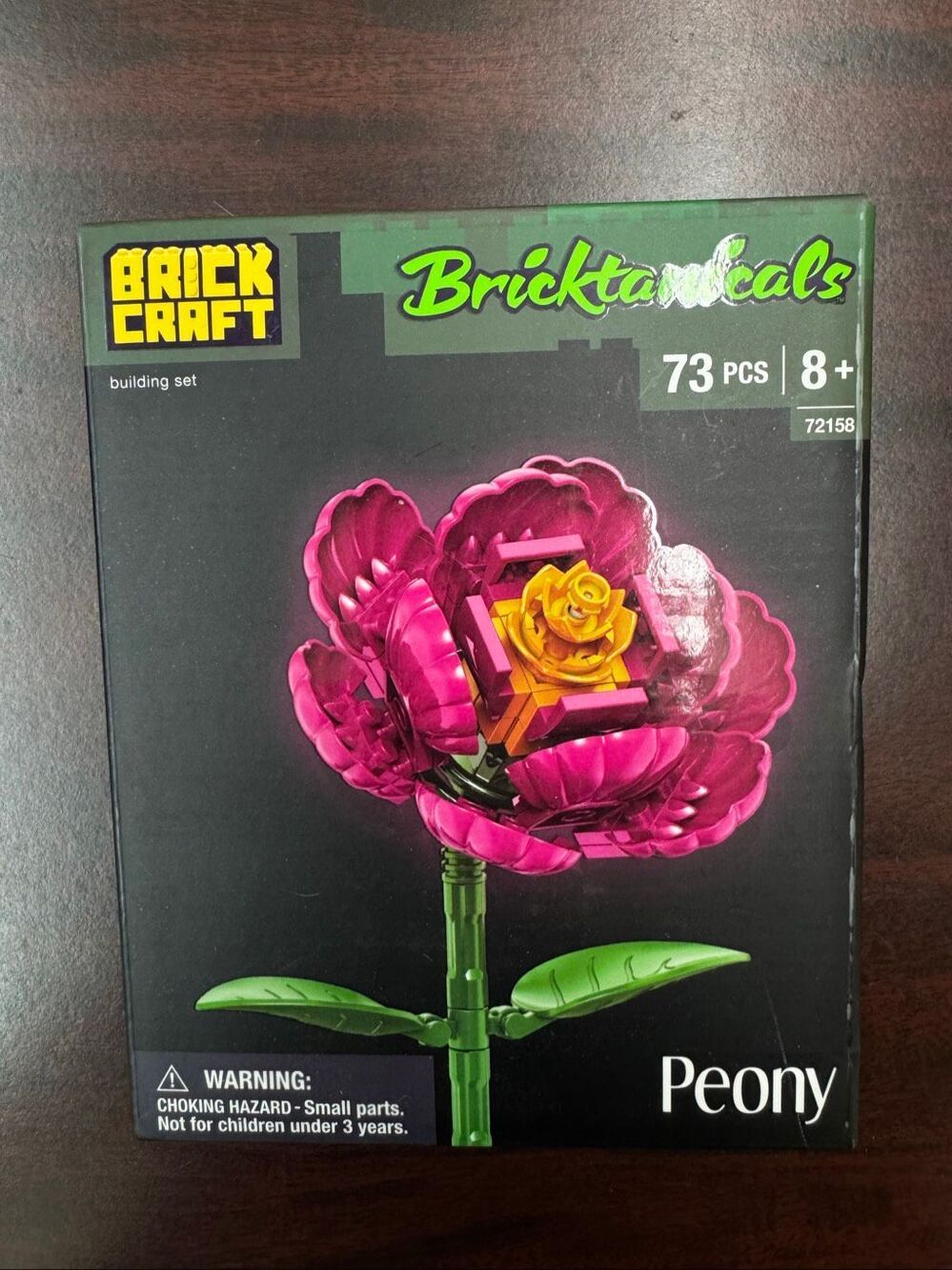 Brick Craft Bricktanicals Pink Peony Flower Building Set- 73 Piece